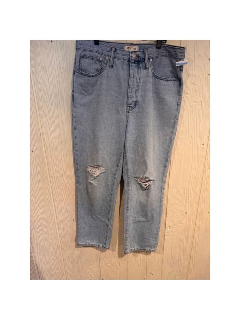 Madewell The Dad Jean Straight Leg Distressed Blue Jeans Size 27
